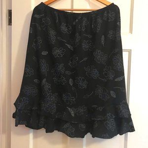 Fresh Produce Skirt XL Tiered Black Floral